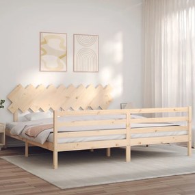 Estrutura de cama com cabeceira 200x200 cm madeira maciça