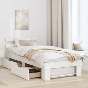 Estrutura da Cama Branco 75 x 190 cm Madeira de Pinheiro Sólido