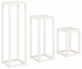3 pcs conjunto de suporte plantas pinho maciço branco