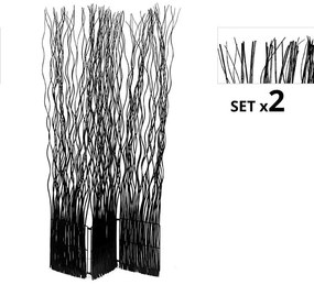 Set de 2 Biombos Separadores Kim 3 Folhas Pretos