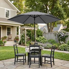 Guarda-sol redondo de exterior para jardim, 2 m, inclinável a 30°, manivela, mastro em alumínio, lona de 180 g/m², proteção UV, cinzento escuro