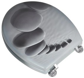 Assentos de sanita com tampas 2 pcs MDF pedras