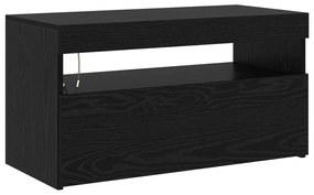 Armários para TV vidaXL 2 pcs com Luzes LED Carvalho Preto Madeira Eng
