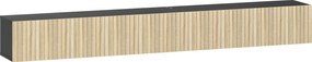 HOMCOM Móvel de Tv Suspenso 140cm Móvel para Tv Até 72" 2 Portas Basculantes 140x25x22cm Madeira Natural e Preto | Aosom Portugal