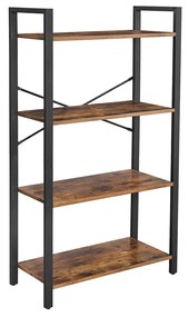 Estante de prateleiras com estrutura em aço | VASAGLE | 66 x 30 x 120 cm | marrom rústico e preto | LLS60BX.