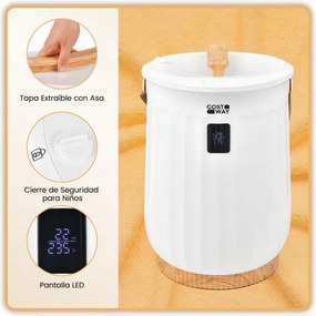 Aquecedor de toalhas de banho com balde de 20L com 4 configurações de tempo e desligamento automático 34 x 34 x 48 cm branco