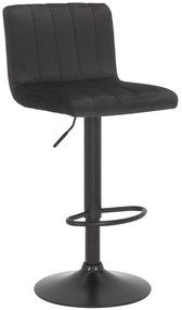 Banco de bar Jamie em veludo e com estrutura preta 41 x 87-107 x 49 cm Preto