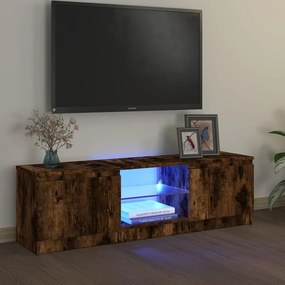 Móvel de TV com luzes LED 120x30x35,5 cm carvalho fumado