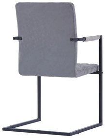 Cadeiras de jantar cantilever 6pcs couro artif. cinzento-escuro