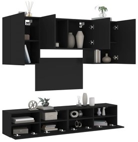 vidaXL 5 pcs móveis de parede p/ TV derivados de madeira preto