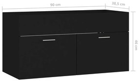 Armário de lavatório derivados de madeira preto
