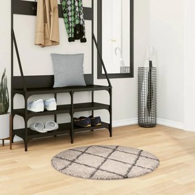 Tapete shaggy de pelo alto PAMPLONA Ø 80 cm bege e antracite