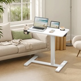 Mesa alta, mesa apoio com rodas para computador 70 x 40 x (65-102) cm branca