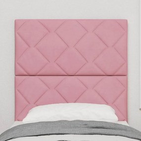 Cabeceira LED Blocos de Diamante Rosa 80 cm em Veludo