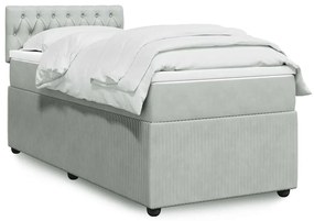 vidaXL Cama com molas/colchão 80x200 cm veludo cinza-claro