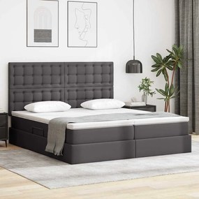 vidaXL Cama com arrumação e LED Cinzeto 200 x 200 cm Couro sintético
