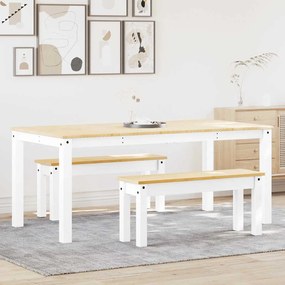 vidaXL 3 pcs conjunto de jantar Panama madeira pinho maciça branco