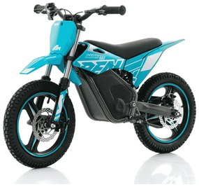 Mini moto elétrica para crianças velocidade até 30Km/h C/Limitador RFN Warrior SX-E350 14/14” 350W Azul Celeste