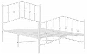 Estrutura de cama com cabeceira e pés 100x190 cm metal branco