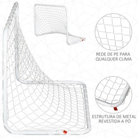 Conjunto de 2 mini gols de futebol com rede Tetrolon para a prática de futebol 78x46x 56cm Branco