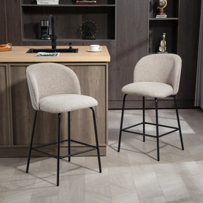 Conjunto de 2 Bancos de Bar, 55 x 50 x 93 cm, Encosto Ergonómico, Cinzento-claro