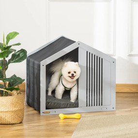 Casa de Madeira para Cães Pequenos Casa para Animais de Estimação Interior com Almofada Acolchoada Grossa Cobertura de Tecido Oxford Removível e Venti