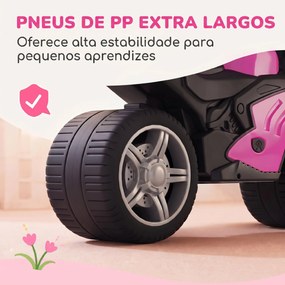 Mota de Equilíbrio Infantil sem Pedais com Música e Rodas Extra Largas para Crianças dos 18–36 Meses Rosa