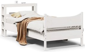vidaXL Estrutura de cama com cabeceira 90x200 cm pinho maciço branco