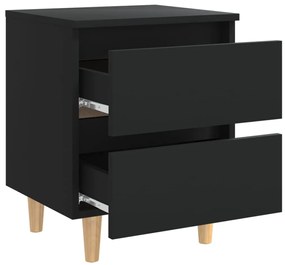 Mesa de cabeceira c/ pernas de pinho maciço 40x35x50 cm preto