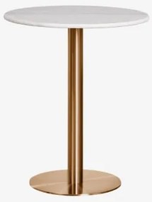 Mesa De Bar Redonda Em Pedra Natural Xiren Ø70 Cm & Mármore Branco Guangxi - Ouro Rosa Escovado - Sklum