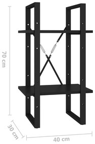 Estante com 2 prateleiras 40x30x70 cm derivados madeira preto