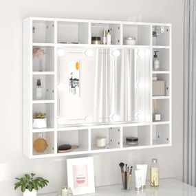 808870 vidaXL Armário espelhado com LED 91x15x76,5 cm branco brilhante