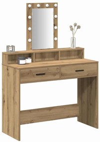 Mesa de Maquiagem com Luzes LED Carvalho Artesanal 100x41x140 cm