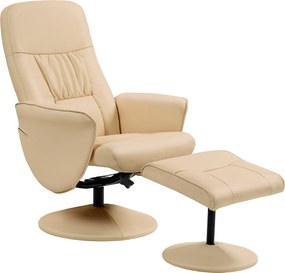 HOMCOM Poltrona Reclinável com Reposapés Poltrona Relax Giro 360° e Encosto Reclinável 76x81x101 cm Bege | Aosom Portugal
