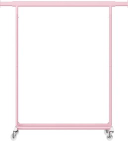 Charriot guarda roupa aberto com rodas 45 x (92-132) x 161,5 cm (P x L x A), barra extensível para roupa Rosa