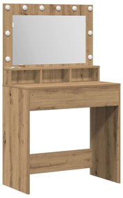 Mesa de Maquiagem vidaXL com Luzes LED em Carvalho Artisan 79x41x135 c
