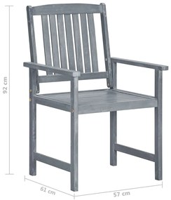 Cadeiras de jardim c/ almofadões 8 pcs acácia maciça cinzento