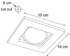 Conjunto de 3 holofotes modernos embutidos pretos ajustáveis - Qure Moderno,Design