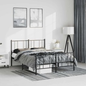 Estrutura de cama com cabeceira e pés 135x190 cm metal preto