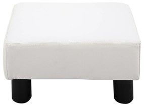 Apoio para os Pés Pufe Banco Pequeno Estofado em Pele Sintética com Assento Acolchoado e Pés de Plástico 40x30x24cm Branco
