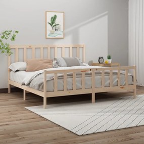Cama sem colchão 200x200 cm madeira de pinho maciça