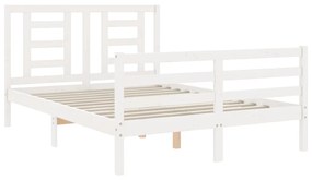 Estrutura de cama com cabeceira 120x200cm madeira maciça branco