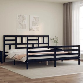 3194920 vidaXL Estrutura de cama com cabeceira 200x200 cm madeira maciça preto