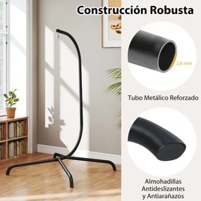 Suporte em forma de C para rede com rotação de 360° Gancho de mola para interiores e exteriores 106 x 105 x 197 cm Preto