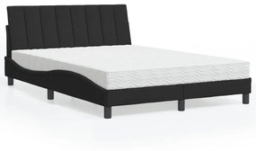 Cama com colchão 140x190 cm veludo preto