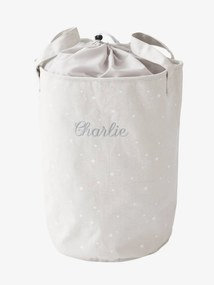 Cesto de roupa personalizável cinzento claro liso