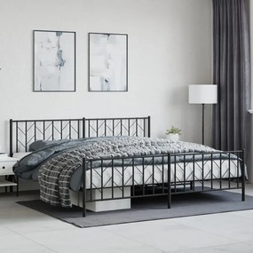 Estrutura de cama com cabeceira e pés 200x200 cm metal preto