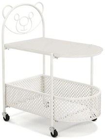 Mesa de centro móvel de vidro de 2 andares com padrão de urso - dourada