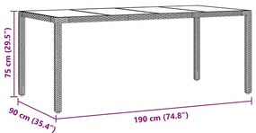 Conjunto de Jantar para Jardim 9 pcs Castanho 190 x 90 x 75 cm