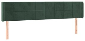 Cabeceira cama c/ luzes LED veludo 203x16x78/88 cm verde-escuro